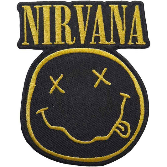 Nirvana Standard Patch: Logo & Happy Face Cut-out