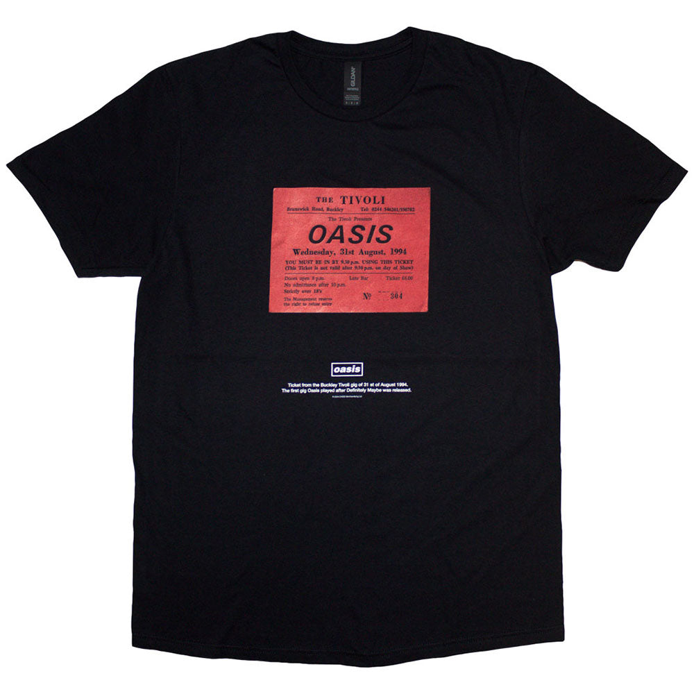 Oasis Unisex T-Shirt: Definitely Maybe Ticket Stub (Black)